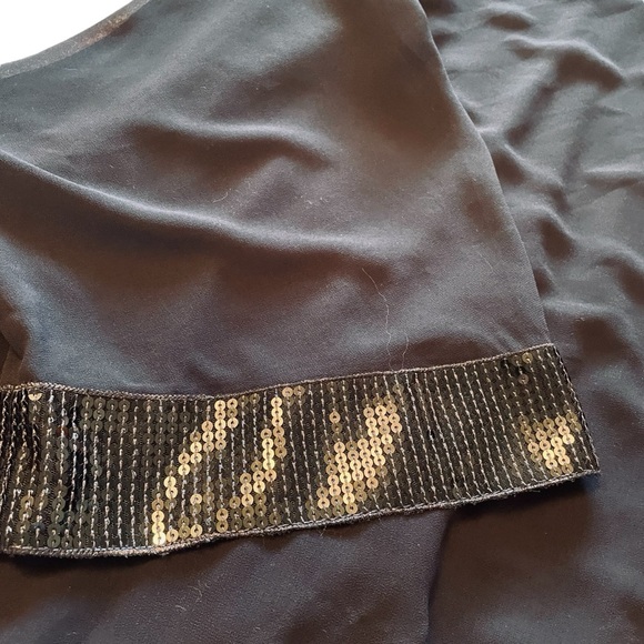 Melanie Lyne Navy Sheath Dress with sheer Overlay/ Sequined cuffs.Size 14 NWOT - Picture 12 of 16